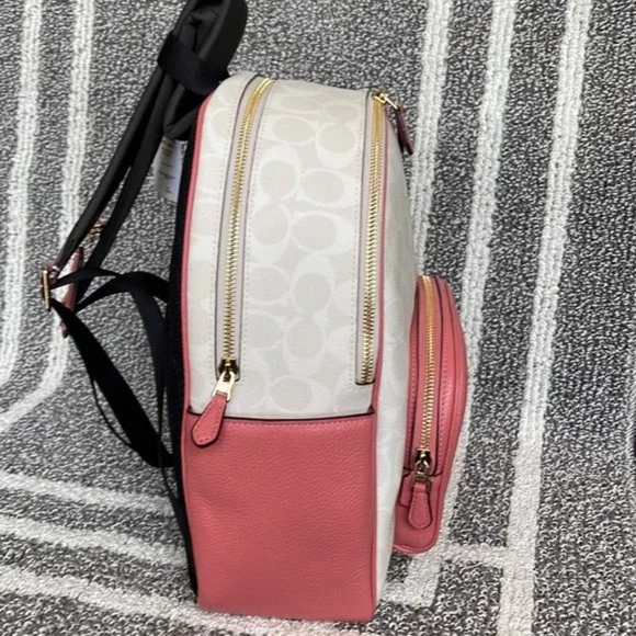 Coach 5671 Court Backpack In Signature Canvas Chalk / Taffy - Picture 3 of 16